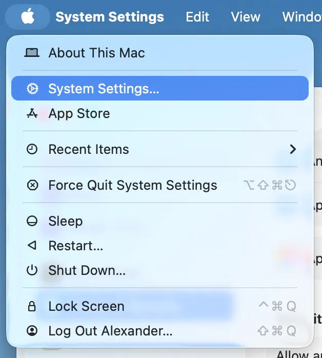 Step 1: Open System Settings